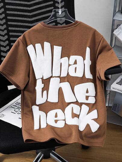 SHEIN Tween Boy Street Style Foil Print Large Letter Round Neck Loose Short Sleeve T-Shirt, Y2K Tee, SS26 , Summer Tops, Summer Outfits, Summer Clothes, Boys Outfit Kids Set, Suitable For Spring/Summer, Outing, Valentine's Day, Date, Travel, Vacation, Family Gathering, Back To School, Wedding, Evening Party, Sports, Birthday Party