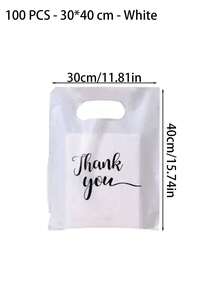100pcs Elegant "Thank You" Gift Tote Bags - Black & Gold Cursive Lettering Reusable Plastic Shopping Bags, Flat Paper Bags, Plastic Carrier Bags, Wedding Party Birthday Gift Packaging Bags, Jewelry & Cosmetics Storage Totes. Perfect For Retail Stores, Boutiques, Parties, Corporate Events, Birthdays, Holiday Packaging, Christmas & Valentine's Day. - multicolor - View 13