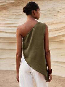 MAIJA Summer Beach Floral Smocked Off Shoulder Ruffle Crop Top - Army Green - View 5