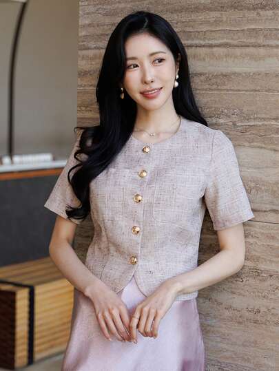 DAZY Women's Casual Elegant Short Jacket Outerwear, Suitable For Spring And Summer