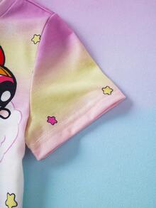 THE POWERPUFF GIRLS X SHEIN 女婴圆领短袖连体衣 - 彩色 - 查看 4