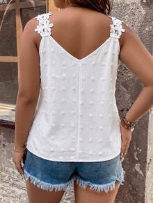 Ceyna Camiseta de tirantes con adornos para mujer de talla grande - Blanco - Ver 2