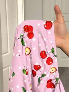 Slaydiva Vestido ajustado mini con estampado de cerezas 2025 nuevo - Rosa - Ver 8