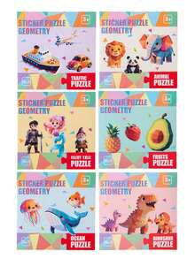 POKOJA LAND Kids 3D Geometric Sticker Puzzle Book, Number Matching Art Collage Activity Toy, Early Educational Fine Motor Skill Craft, Repositionable Paper Sticker Book For Toddlers 36M+ - Multicolor - View 11
