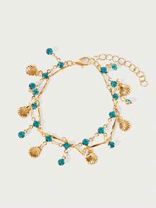 Glisma 1 Set Blue Shell Necklace, Delicate Vacation Style Layered Necklace Set, Fashionable & Versatile - Baby Blue - View 3
