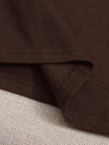 SHEIN EZwear Vestido ajustado de manga corta con contraste de color para tallas grandes - Marrón Chocolate - Ver 8