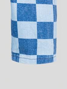 Elladie kids Quần denim kẻ caro dáng rộng, thoải mái, thời trang thường ngày cho bé gái Denimly, cạp chun co giãn, họa tiết kẻ sọc. - Màu xanh lam - Xem 7
