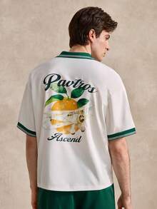 Courvante Vintage Print T-Shirt, Knit Fabric Letter Short Sleeve Small V-Neck White Gift /Husband, Anniversary Golf Shirt Retro Tshirt Rugby Polo For Men - White - View 1