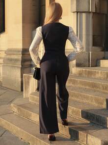 Elenary Edit Bộ vest và quần âu đi làm thường ngày cho nữ mùa thu/đông - Màu xanh hải quân - Xem 2