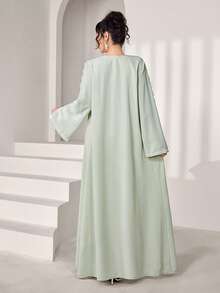Al Najma Áo Abaya ren phối nhiều mảnh dành cho nữ, thích hợp cho các buổi tụ họp và dạo chơi. - màu xanh lá - Xem 2