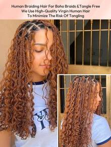 Boho Braids 100% Echthaar zum Flechten für Boho-Zöpfe, Wasserwellen-Locken, Echthaar-Flechthaare, 4 Bündel/Packung, 95g für den gesamten Kopf, braune Bulk-Echthaar-Extensions für nahtlose Zöpfe, nass-wellig, ohne Einschlag, vorsortierte Flechthaare, Echthaar-Extensions für Frauen - S30 - Übersicht 8