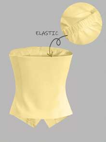 Camiseta de tirantes elegante con botones delanteros para mujer, de verano - Amarillo - Ver 2