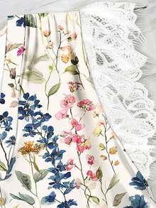 EMERY ROSE Blusa con estampado floral, cuello en V y mangas abullonadas, talla grande - Multicolor - Ver 4