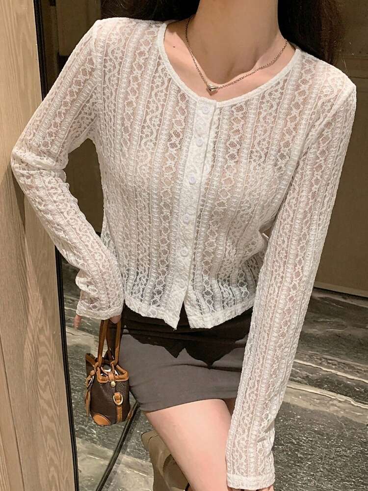 Women's Casual Loose Crew Neck Open Front T-Shirt