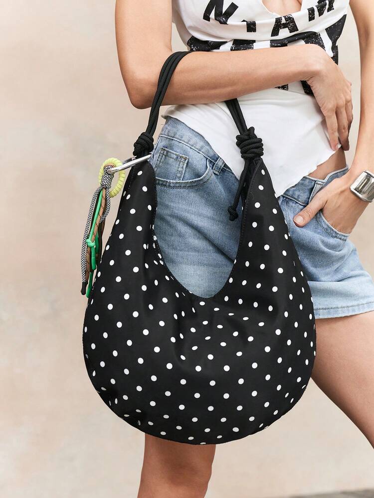 Viva Strut Túi xách nữ, túi đeo vai, túi Hobo, chấm bi, thời trang, cá tính, đơn giản, đa năng, phong cách đường phố, dành cho các cô gái ngọt ngào và cá tính, các cô nàng sành điệu, phong cách Y2K, retro, đinh tán, vintage, thường ngày, dành cho thanh thiếu niên, phong cách Preppy, đi học, đi đại học, hẹn hò, hàng ngày, mua sắm - màu đen - Xem 8