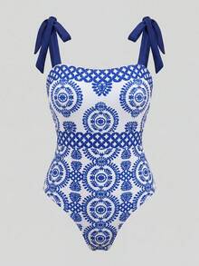 Swim Oasis 26SS 春夏度假沙滩波西米亚风绿色碎花连体泳衣及半裙套装 - 彩色 - 查看 7