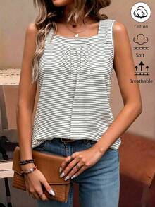 Camiseta sin mangas de mujer con bloque de color y empalme, camisetas gráficas para mujer - Blanco y Negro 3 - Ver 9