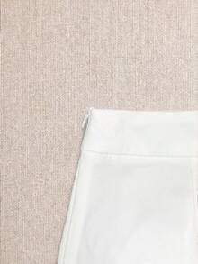 GlowEve 女士纯色方领花瓣袖上衣和迷你裙优雅两件套 - 白色 - 查看 7