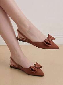 Eladyva Women's Brown Flat Shoes With Bowknot Detail - Brown - View 6