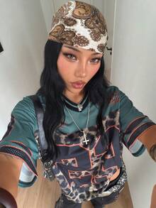 Coolane 女士夏季节日复古街头运动服号码印花超大棒球衫T恤 - 軍綠色 - 查看 3
