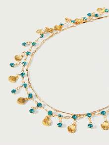 Glisma 1 Set Blue Shell Necklace, Delicate Vacation Style Layered Necklace Set, Fashionable & Versatile - Baby Blue - View 5