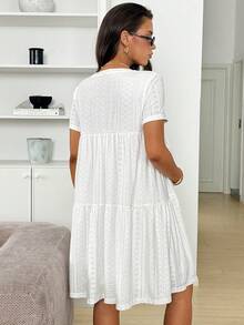 SHEIN Maternity Casual Solid Color Nursing Dress For Summer World Cup - White - View 2