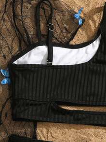 Set Bikini Tween Girls Plain Butterfly Lucu - Hitam - View 6
