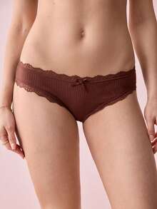 Bonmuse 7pcs/Pack Women's Floral Contrast Color Lace Trim 100% Cotton Panties - Multicolor - View 7