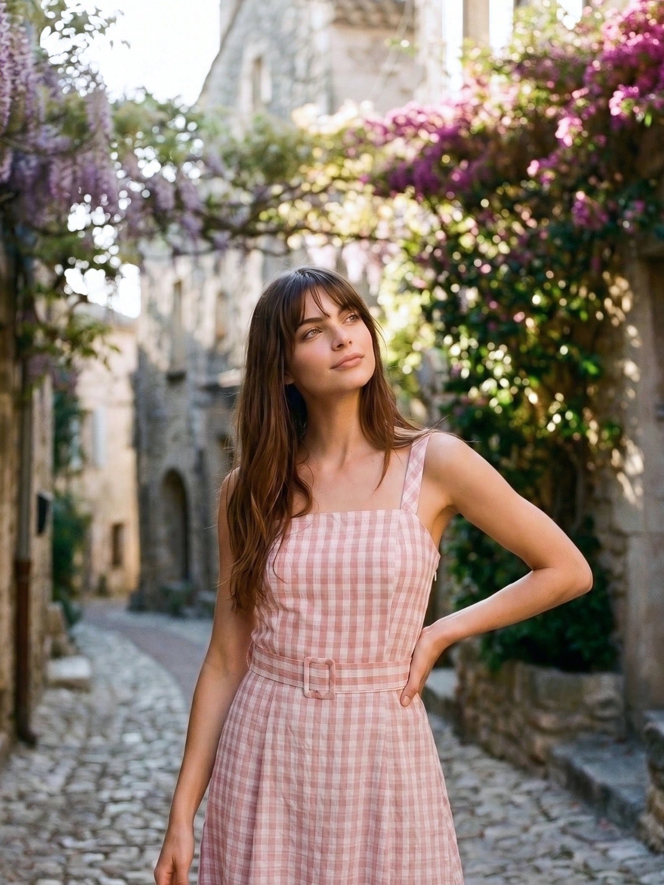 Pink Gingham Mini Dress With Belt And Smocked Back Spring Summer Cute Holiday Dress Summer Dress Casual Vacation Outfit French Style Dress