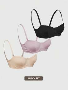 SHAPORA 3 pezzi/Set Reggiseni con ferretto da donna (Tono pelle + Bianco + Nero) - Multicolore - Visualizzare 5