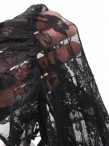 DAZY Women's Niche Lace Patchwork Design Flared Leg Pants - Black - View 5