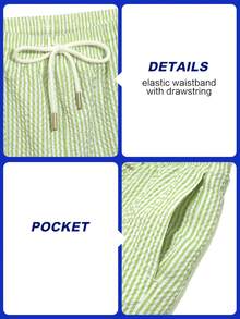 Horizaway Quần short nam dáng casual đi biển, có dây rút ở eo và túi. - Màu xanh Bạc hà - Xem 4