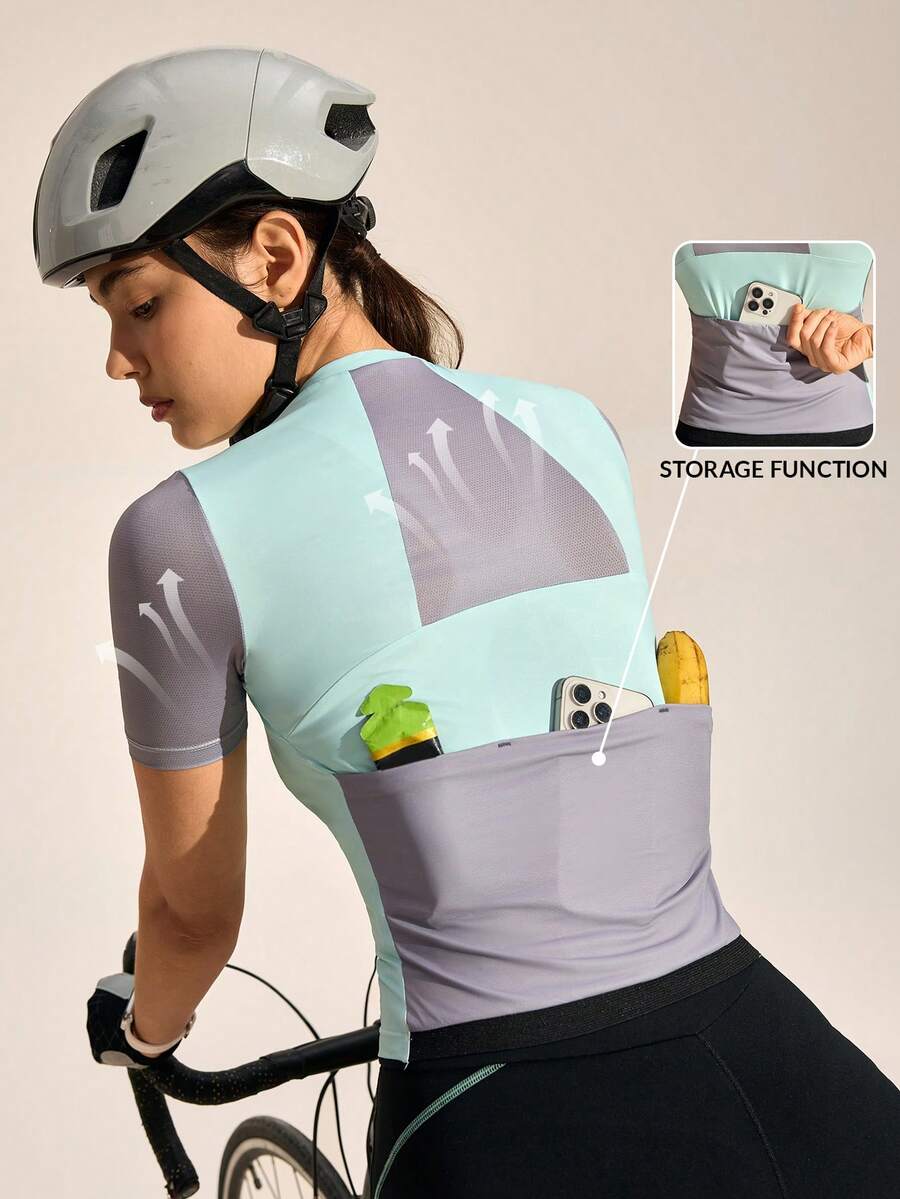 Exploreva Mint Green Women's Short Sleeve Cycling Jersey - Mint Green - View 1