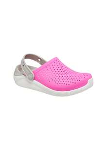 Crocs Literide Kids Clogs Pink White 205964 - Pink and Grey and White - View 2