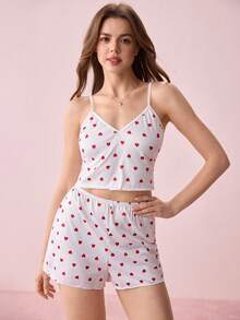 Bonmuse Bộ đồ ngủ 2 mảnh dành cho nữ mùa hè, kiểu dáng gợi cảm, quần đùi yếm, in họa tiết toàn thân, đồ ngủ mùa hè dễ thương, áo ngủ dễ thương, bộ hai mảnh mặc nhà, đồ mặc nhà cho năm học mới - trắng - Xem 6