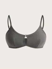 Ocili 100%纯棉前扣式简约优质舒适柔软棉质前扣式女士文胸 - 深灰色 - 查看 8