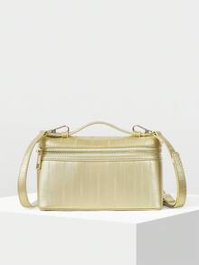 PREMIUM SQUARE OPENWORK BAG - Camel - View 5