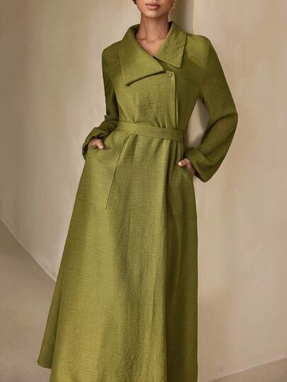 Graceveil Women's Solid Color Pleated Casual Party Travel Arabic Style Dress