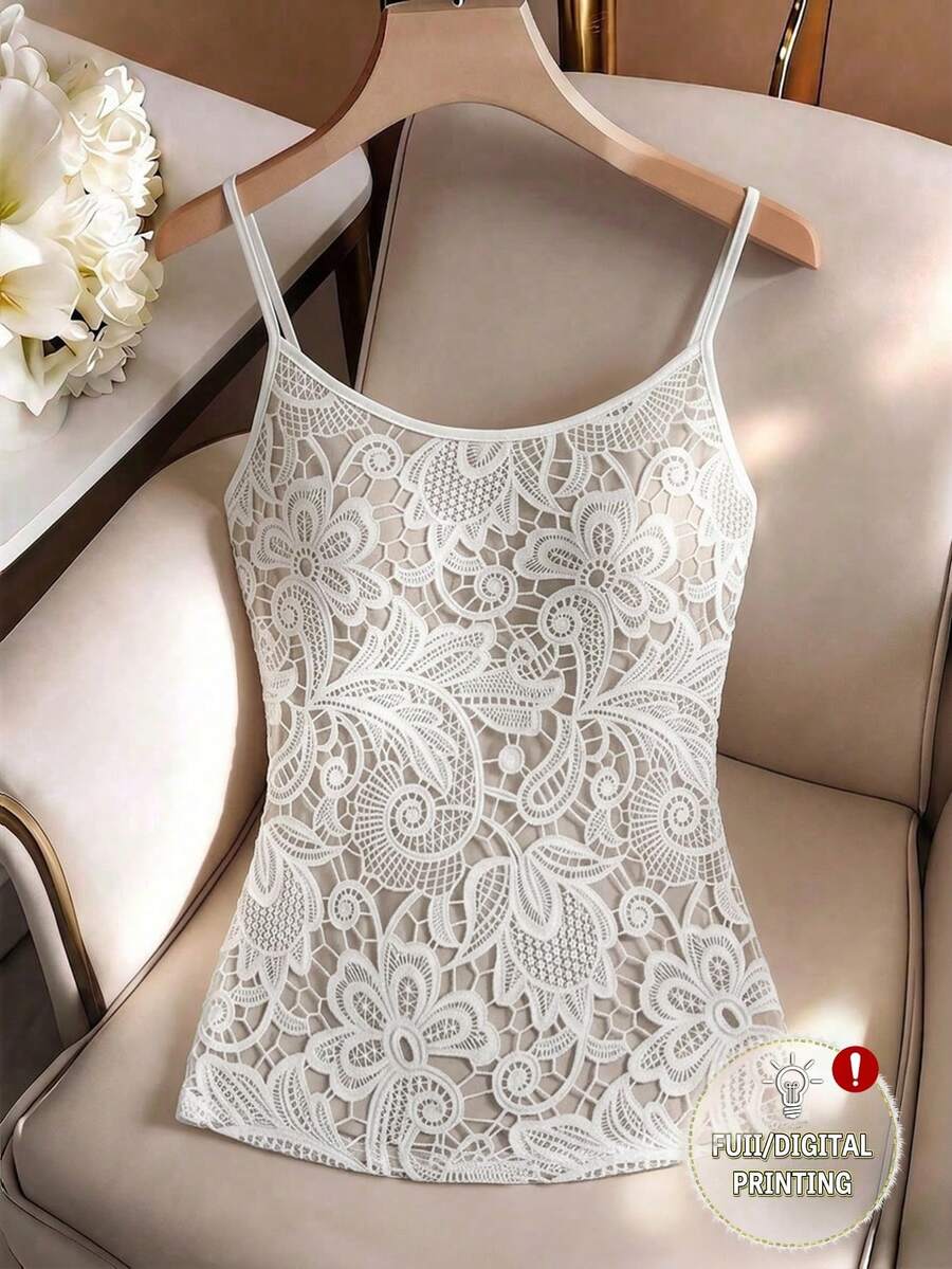 GlowEve Trang phục thường ngày thoải mái cho nữ, áo hai dây ôm eo, kiểu dáng lãng mạn, thích hợp cho hẹn hò, đi làm, phong cách tối giản, đi biển, mùa hè. Áo hai dây màu trắng, kiểu dáng thanh lịch, sang trọng, thời trang, thích hợp cho nữ, họa tiết hoa. - Nhiều màu - Xem 1