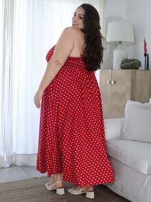 Pretty and Ole Summer Women's Elegant Off-The-Shoulder V-Neck Tie-Shoulder Polka Dot Swing Dress, Vintage French Chic Casual Vacation Dress With Cinched Waist Party - Multicolor - View 4