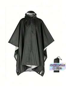 1 Áo mưa đa năng 3 trong 1 cầm tay, chất liệu polyester phủ bạc, chống gió, chống nước, chống bụi, màu trơn, thích hợp cho leo núi, cắm trại, câu cá, unisex, cỡ freesize. - màu đen - Xem 2