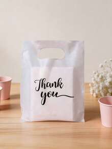 100pcs Elegant "Thank You" Gift Tote Bags - Black & Gold Cursive Lettering Reusable Plastic Shopping Bags, Flat Paper Bags, Plastic Carrier Bags, Wedding Party Birthday Gift Packaging Bags, Jewelry & Cosmetics Storage Totes. Perfect For Retail Stores, Boutiques, Parties, Corporate Events, Birthdays, Holiday Packaging, Christmas & Valentine's Day. - multicolor - View 10