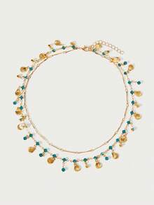 Glisma 1 Set Blue Shell Necklace, Delicate Vacation Style Layered Necklace Set, Fashionable & Versatile - Baby Blue - View 4