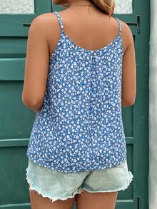 Reflora Plus Size Women Summer Ditsy Floral Camisole - Blue - View 2