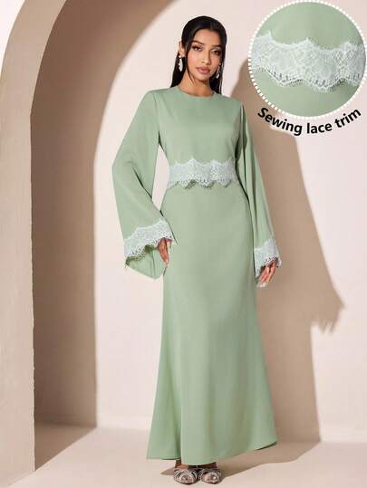 Veilorie Conservative Embroidered Arabic Style Dress For Women