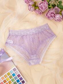 Crystal Vow Women's Fashionable Lace Panties - Mauve Purple - View 1