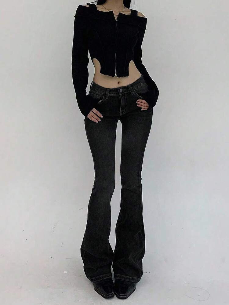 Women's Casual Everyday Pockets Button Jeans