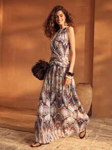 MOTF PREMIUM WOMEN'S PRINTED DRESS WITH STRUCTURAL DESIGN, SUITABLE FOR SPRING/SUMMER VACATION - Multicolor - View 8