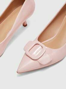 CUCCOO BIZCHIC Buckle Simple And Generous Fashion Versatile Casual Workplace Commuter Women's High Heels Shoes - Pink. - View 4