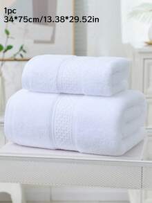 1pc/2PC (Khăn tắm + Khăn giặt), Thiết kế sọc, Độ dày, Thấm hút, Mềm mại, Thân thiện với làn da, Khăn mặt và Khăn tắm trong nhà - trắng - Xem 8
